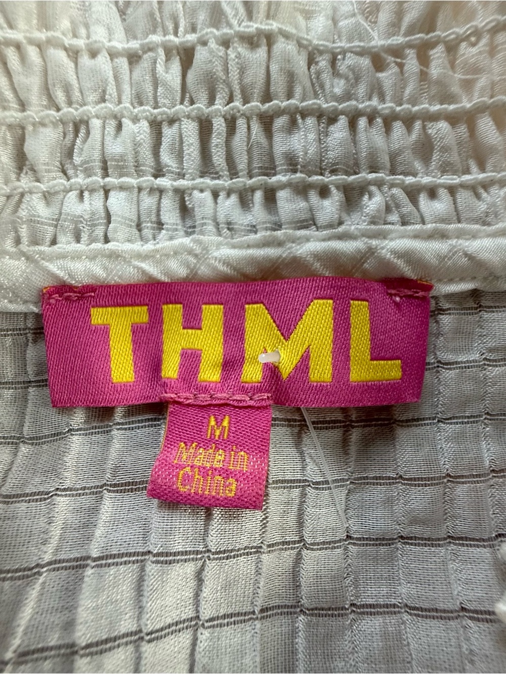 THML White Cotton Gauze Blouse with Pink and Orange Floral Embroidery - Picture 3 of 3
